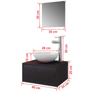 vidaXL 4-Piece Bathroom Furniture Set with Sink and Faucet Black