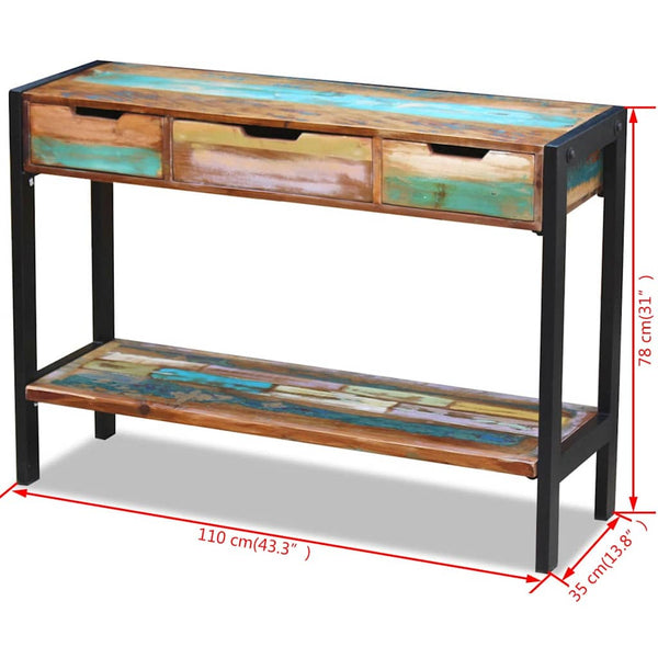 vidaXL Sideboard with 3 Drawers Solid Reclaimed Wood