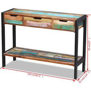 vidaXL Sideboard with 3 Drawers Solid Reclaimed Wood