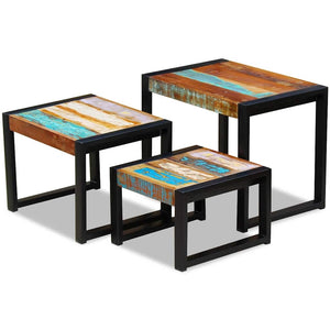 vidaXL 3-Piece Reclaimed Wood Nesting Table Set
