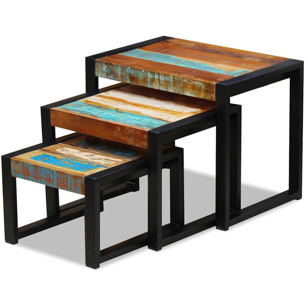 vidaXL 3-Piece Reclaimed Wood Nesting Table Set