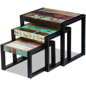 vidaXL 3-Piece Reclaimed Wood Nesting Table Set