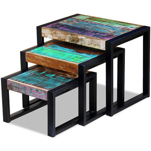 vidaXL 3-Piece Reclaimed Wood Nesting Table Set