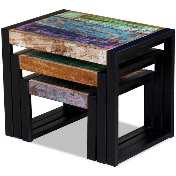 vidaXL 3-Piece Reclaimed Wood Nesting Table Set