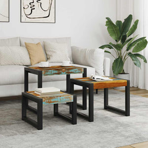 vidaXL 3-Piece Reclaimed Wood Nesting Table Set