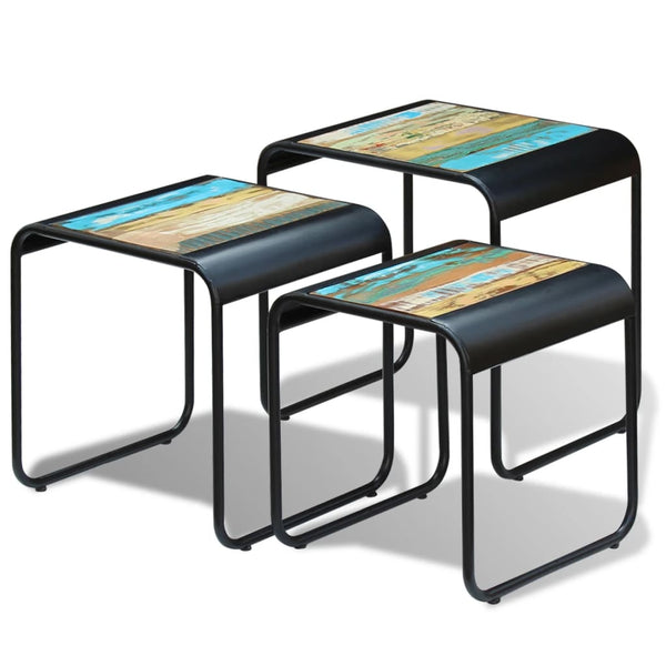 vidaXL 3-Piece Reclaimed Wood Nesting Table Set