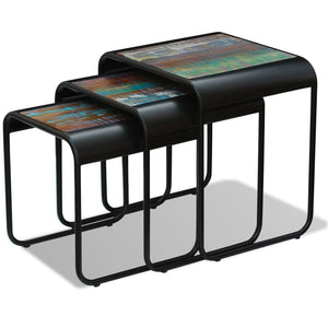 vidaXL 3-Piece Reclaimed Wood Nesting Table Set