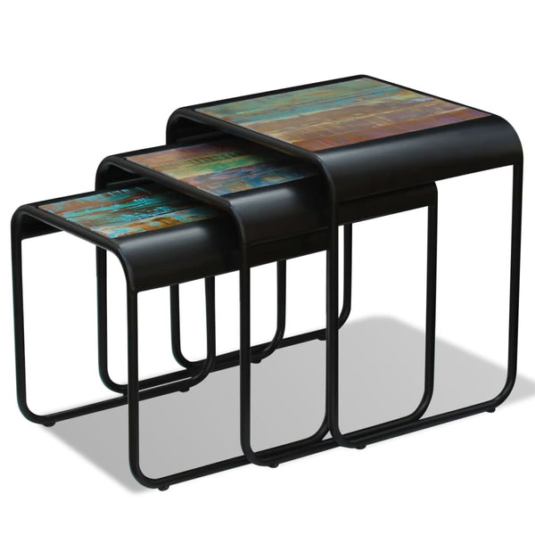 vidaXL 3-Piece Reclaimed Wood Nesting Table Set