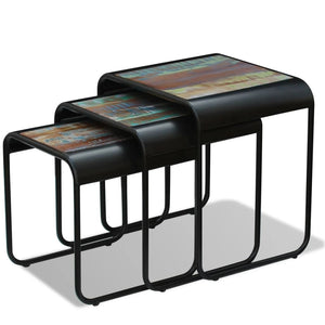 vidaXL 3-Piece Reclaimed Wood Nesting Table Set
