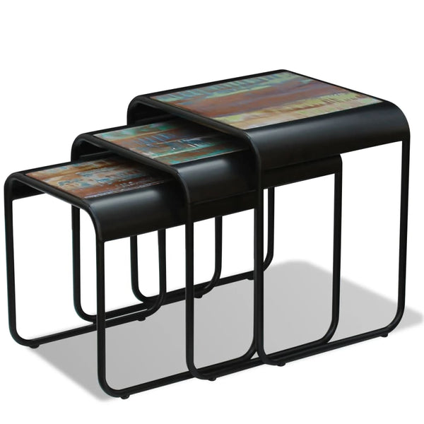 vidaXL 3-Piece Reclaimed Wood Nesting Table Set