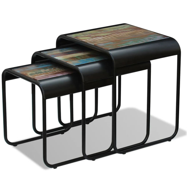 vidaXL 3-Piece Reclaimed Wood Nesting Table Set