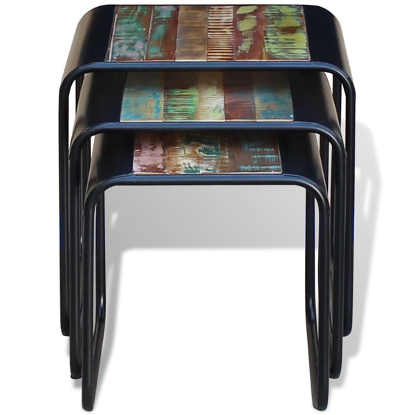 vidaXL 3-Piece Reclaimed Wood Nesting Table Set