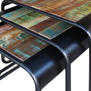 vidaXL 3-Piece Reclaimed Wood Nesting Table Set