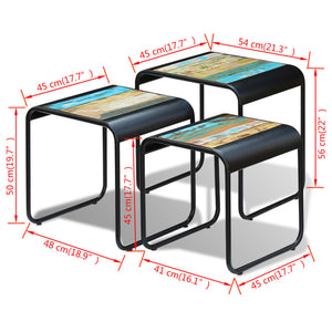 vidaXL 3-Piece Reclaimed Wood Nesting Table Set