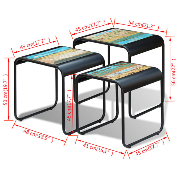 vidaXL 3-Piece Reclaimed Wood Nesting Table Set