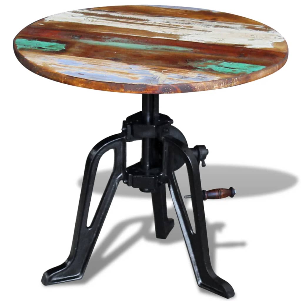 vidaXL Side Table Reclaimed Wood Cast Iron 60x(42-63) cm