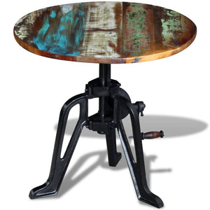 vidaXL Side Table Reclaimed Wood Cast Iron 60x(42-63) cm