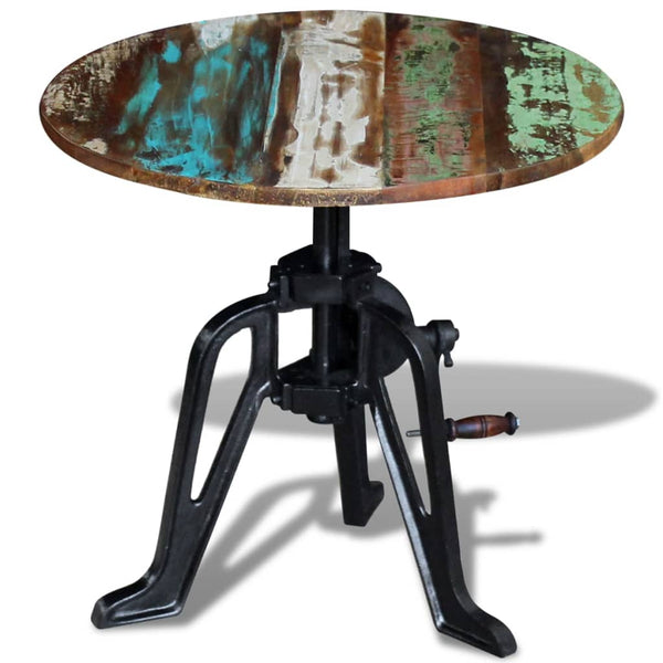vidaXL Side Table Reclaimed Wood Cast Iron 60x(42-63) cm