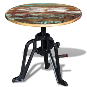 vidaXL Side Table Reclaimed Wood Cast Iron 60x(42-63) cm