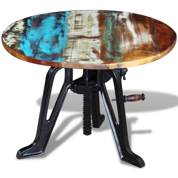 vidaXL Side Table Reclaimed Wood Cast Iron 60x(42-63) cm