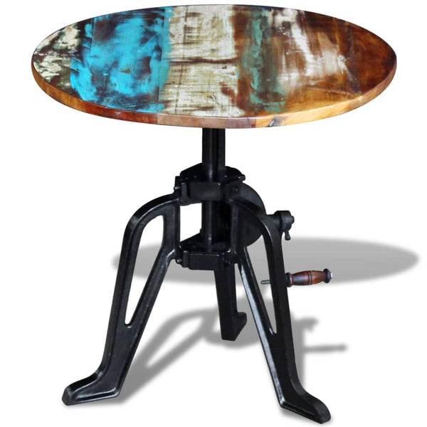 vidaXL Side Table Reclaimed Wood Cast Iron 60x(42-63) cm