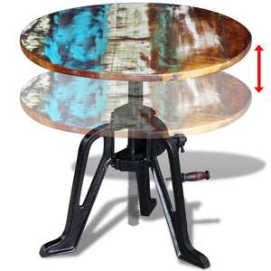 vidaXL Side Table Reclaimed Wood Cast Iron 60x(42-63) cm