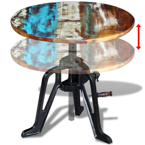 vidaXL Side Table Reclaimed Wood Cast Iron 60x(42-63) cm