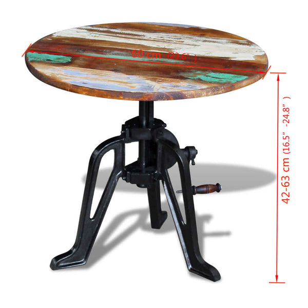 vidaXL Side Table Reclaimed Wood Cast Iron 60x(42-63) cm