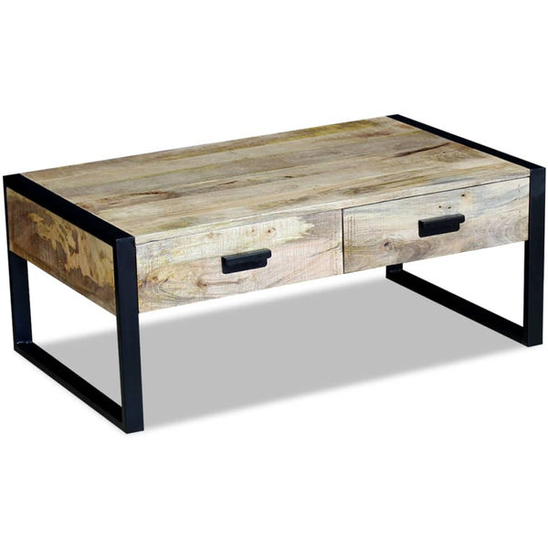 vidaXL Coffee Table with 2 Drawers Solid Mango Wood 100x60x40 cm