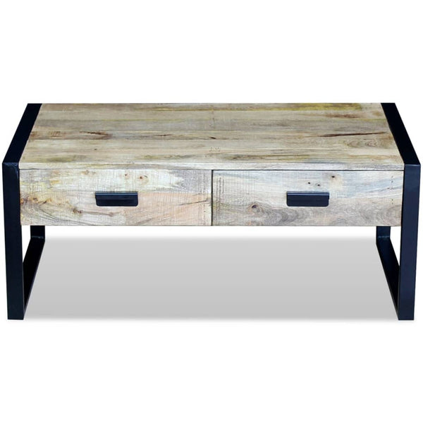 vidaXL Coffee Table with 2 Drawers Solid Mango Wood 100x60x40 cm
