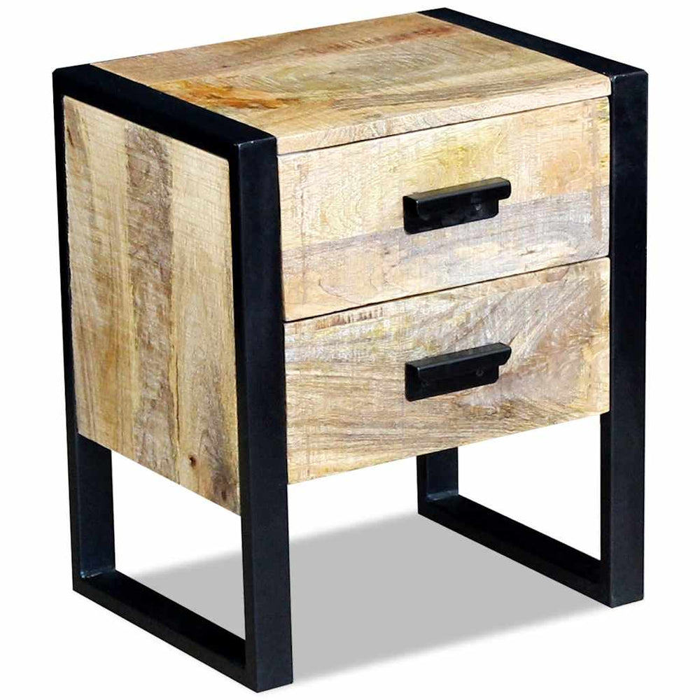 vidaXL Side Table with 2 Drawers Mango Wood 43x33x51 cm