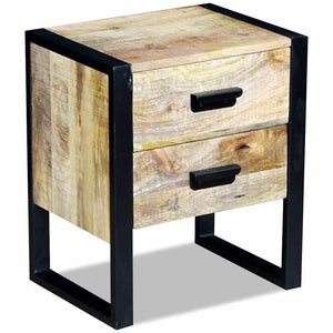 vidaXL Side Table with 2 Drawers Mango Wood 43x33x51 cm