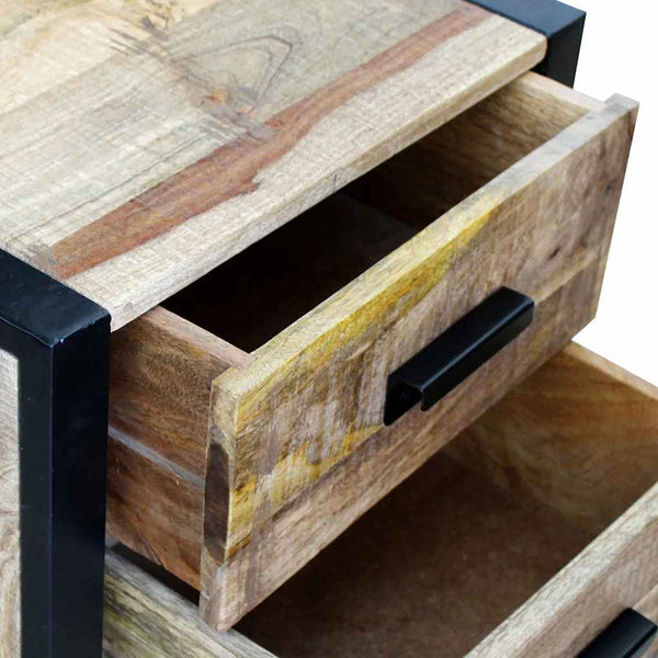 vidaXL Side Table with 2 Drawers Mango Wood 43x33x51 cm