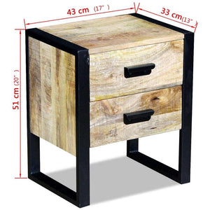 vidaXL Side Table with 2 Drawers Mango Wood 43x33x51 cm