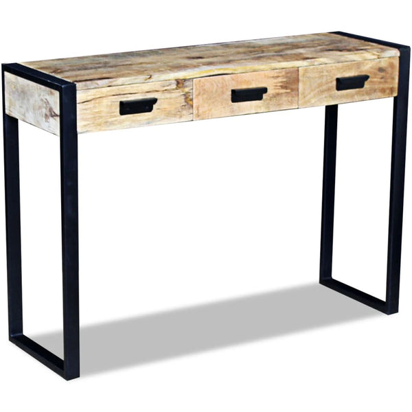 vidaXL Console Table with 3 Drawers Solid Mango Wood 110x35x78 cm