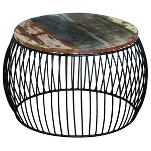 vidaXL Round Coffee Table Solid Reclaimed Wood 68x37 cm