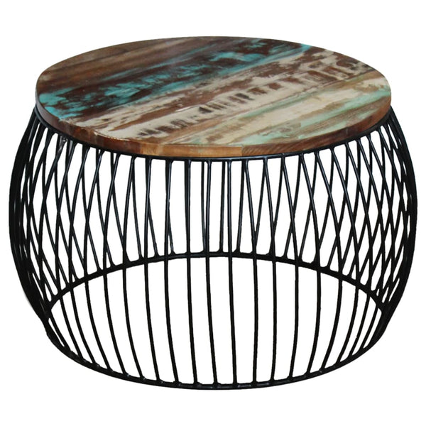 vidaXL Round Coffee Table Solid Reclaimed Wood 68x37 cm