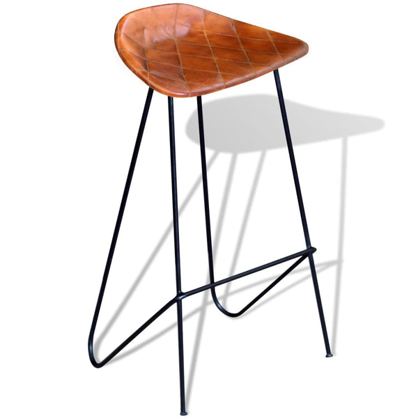 vidaXL Bar Stools 2 pcs Black and Brown Genuine Leather