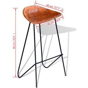 vidaXL Bar Stools 2 pcs Black and Brown Genuine Leather