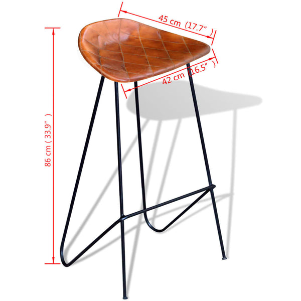 vidaXL Bar Stools 2 pcs Black and Brown Genuine Leather