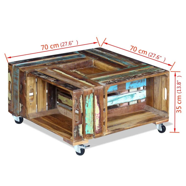 vidaXL Coffee Table Solid Reclaimed Wood 70x70x35 cm