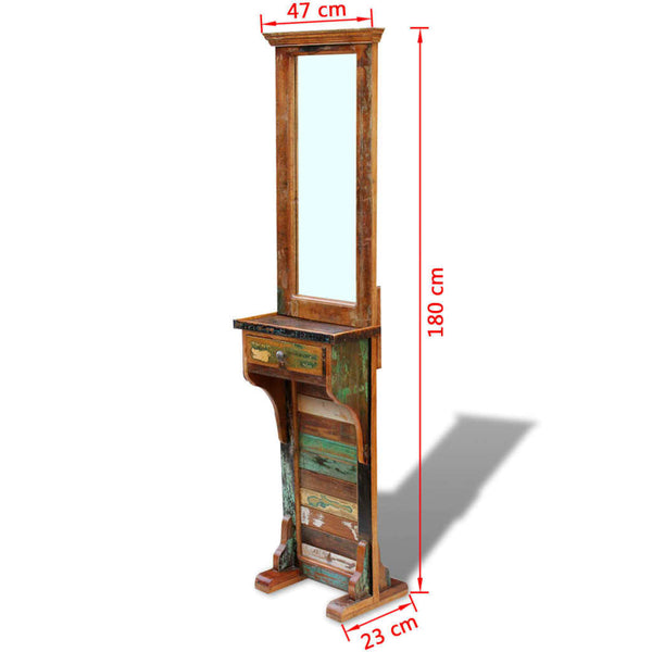 vidaXL Wardrobe Mirror Reclaimed Wood 47x23x180 cm