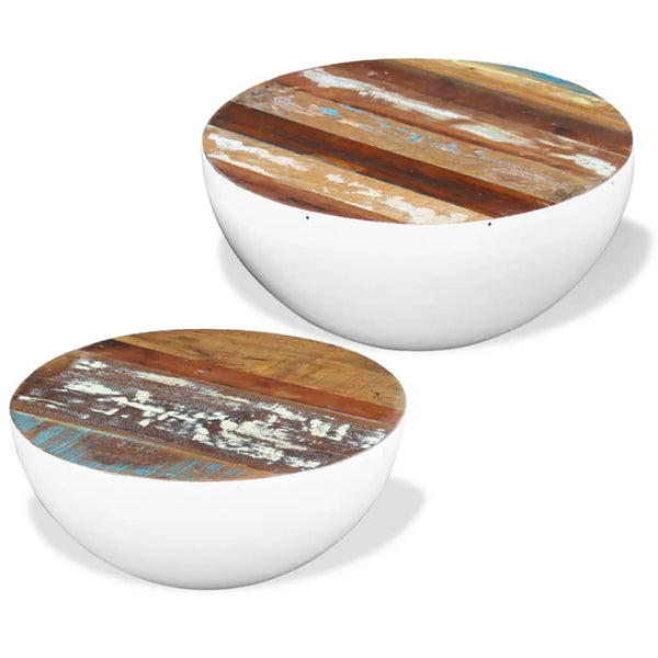 vidaXL 2-Piece Nesting Coffee Table Set Bowl-Shaped Reclaimed Solid Wood