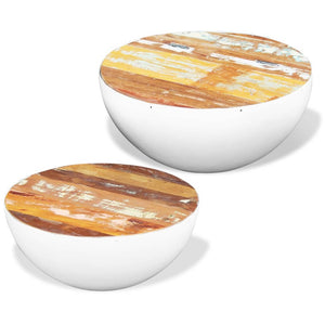 vidaXL 2-Piece Nesting Coffee Table Set Bowl-Shaped Reclaimed Solid Wood