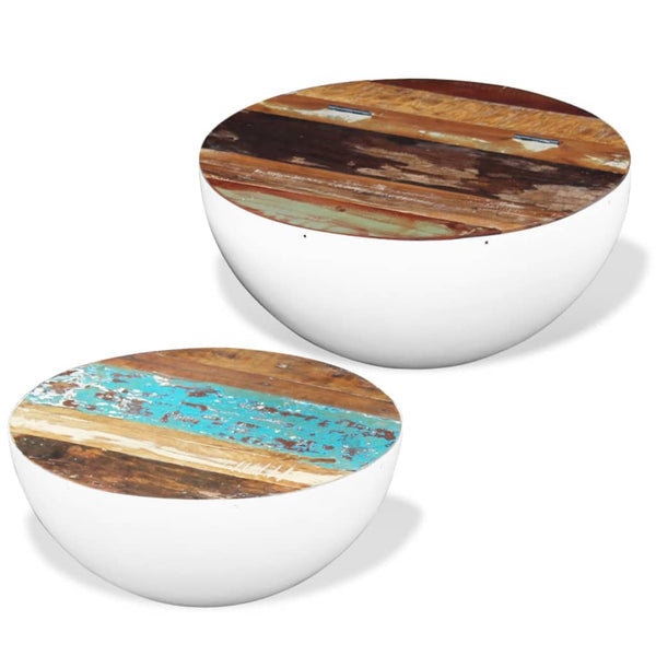 vidaXL 2-Piece Nesting Coffee Table Set Bowl-Shaped Reclaimed Solid Wood