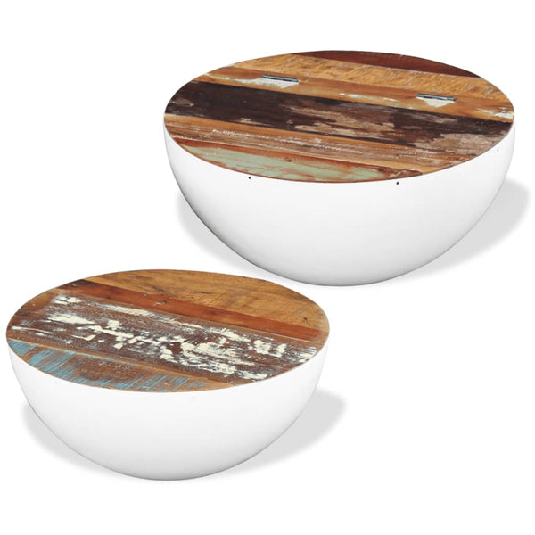 vidaXL 2-Piece Nesting Coffee Table Set Bowl-Shaped Reclaimed Solid Wood