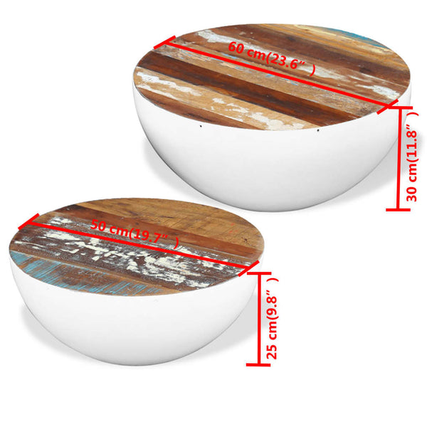 vidaXL 2-Piece Nesting Coffee Table Set Bowl-Shaped Reclaimed Solid Wood