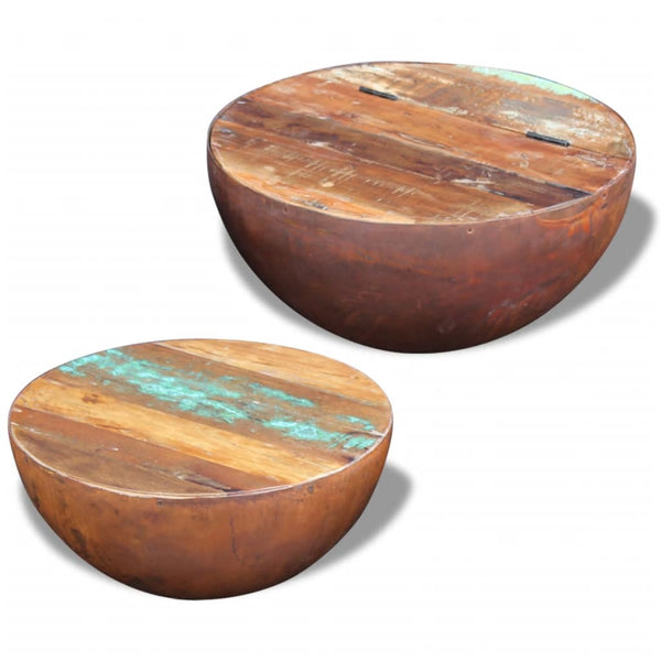 vidaXL 2-Piece Bowl-Shaped Coffee Table Set Solid Reclaimed Wood