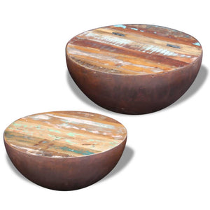 vidaXL 2-Piece Bowl-Shaped Coffee Table Set Solid Reclaimed Wood