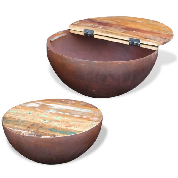 vidaXL 2-Piece Bowl-Shaped Coffee Table Set Solid Reclaimed Wood